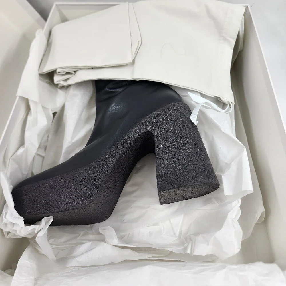 Stella McCartney Skyla Stretch Chunky Ankle Boots Women's Black Side Zip Closure - Picture 15 of 15